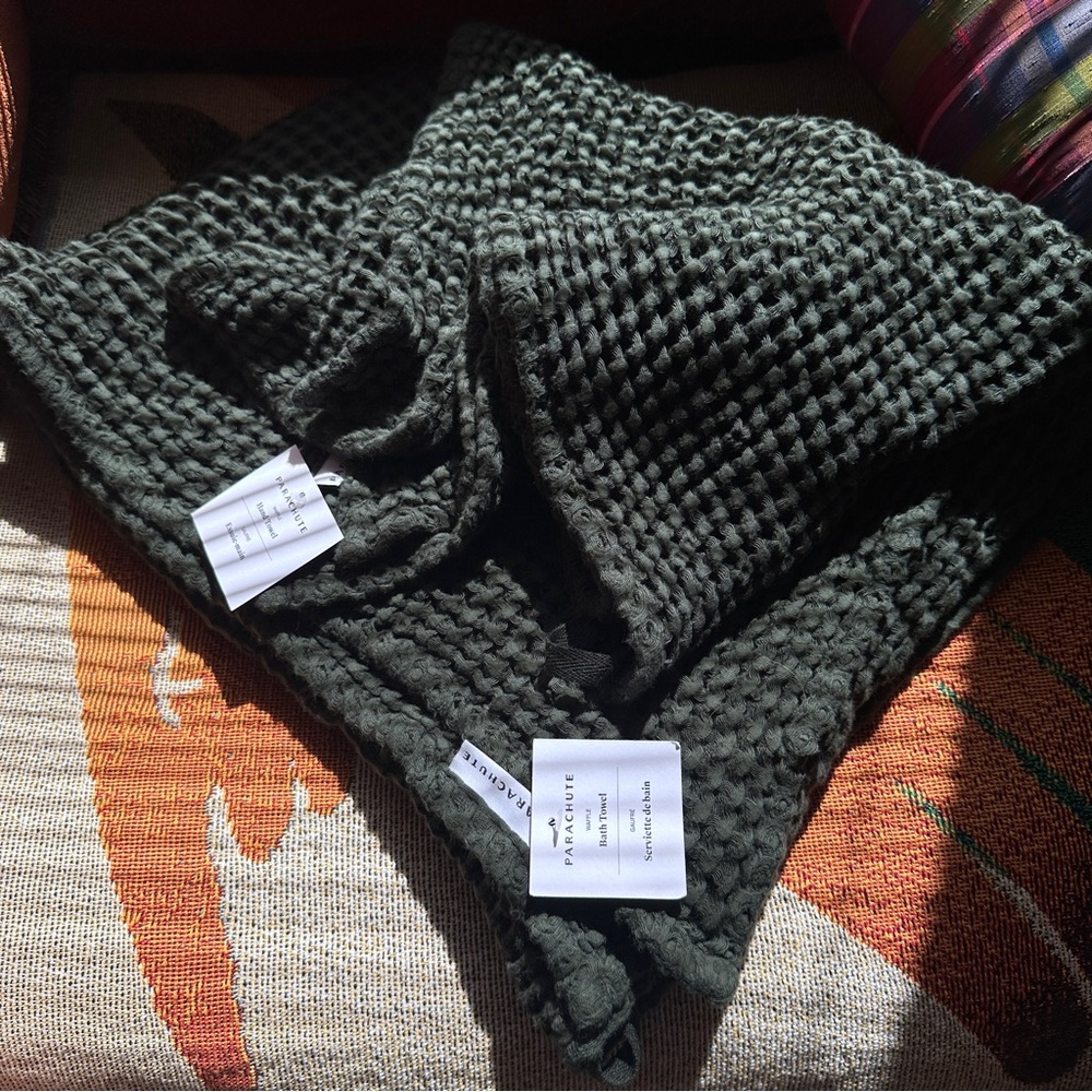 Parachute Home 2+2 Waffle Bath Towel Bundle in Evergreen